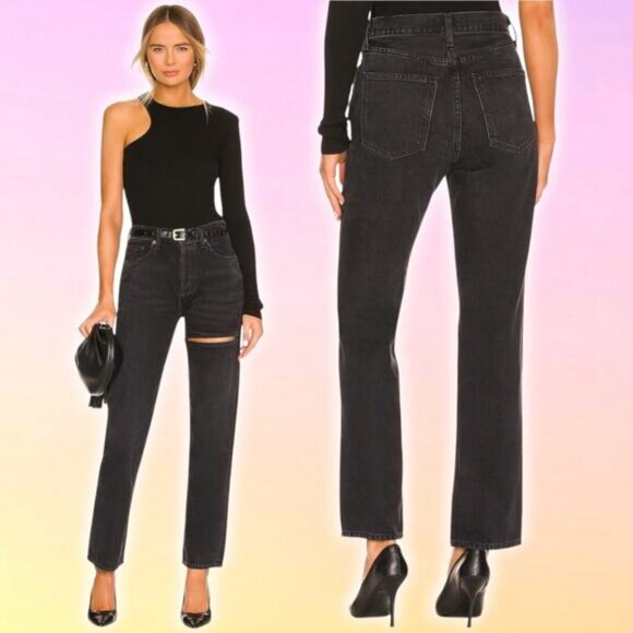 AGOLDE Lana Slice Straight Jean In Descent Size 25 Made In USA - Picture 1 of 9